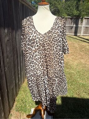 H&M Leopard Print V-Neck Tunic - Brown/Black